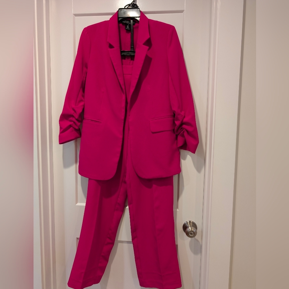 Vibrant Pink Blazer and Pants Set
